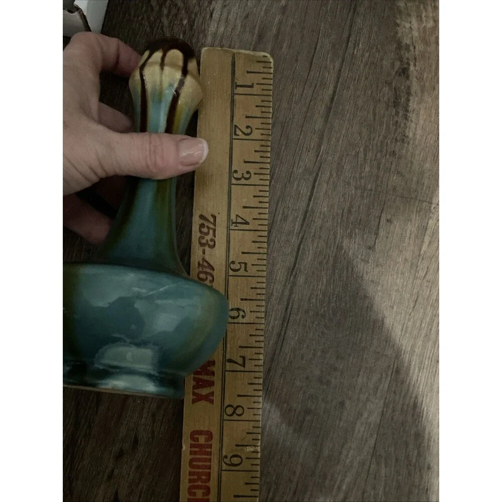 Belgium Made Drip Glaze Art Pottery Thin Bud Vase Hand Made Mid-Century